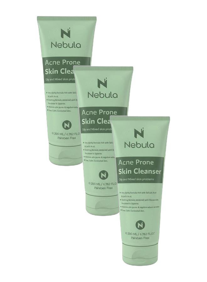 Nebula Acne Prone Skin Cleanser 200 ml 3 Bundle