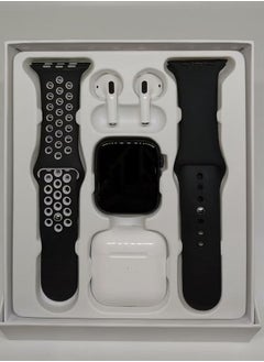 Generic Smart Watch T55 Pro Max Combo - Watch + BT Earbuds + Dual Straps changeable Calls Health Tracker All Notifications for Android / IOS - Color Black  - Image 1
