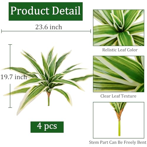 Cherica 4Pcs Fake Ferns Faux Outdoor Plants UV Resistant3D Real Touch Fake Plants Total 80 BladesWeatherproof Artificial Plants Outdoor Indoor for Garden Porch Home Office Decor - Image 3