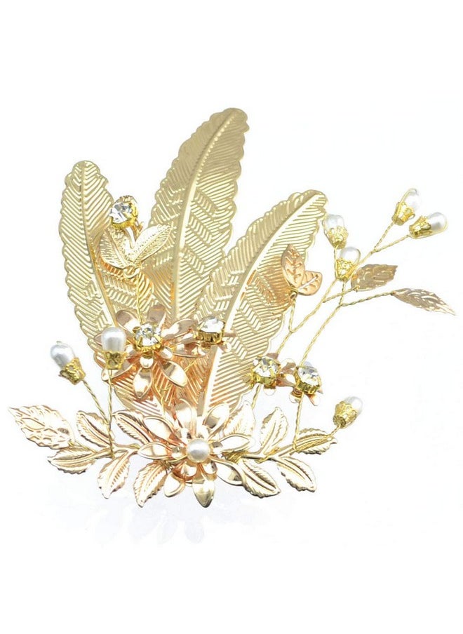 Suoirblss Metal Leaf Feather Hair Accessories Wedding Girl Women Hairpin Hair Claw Clip Jaw Clips Duckbill Clip  - Image 1