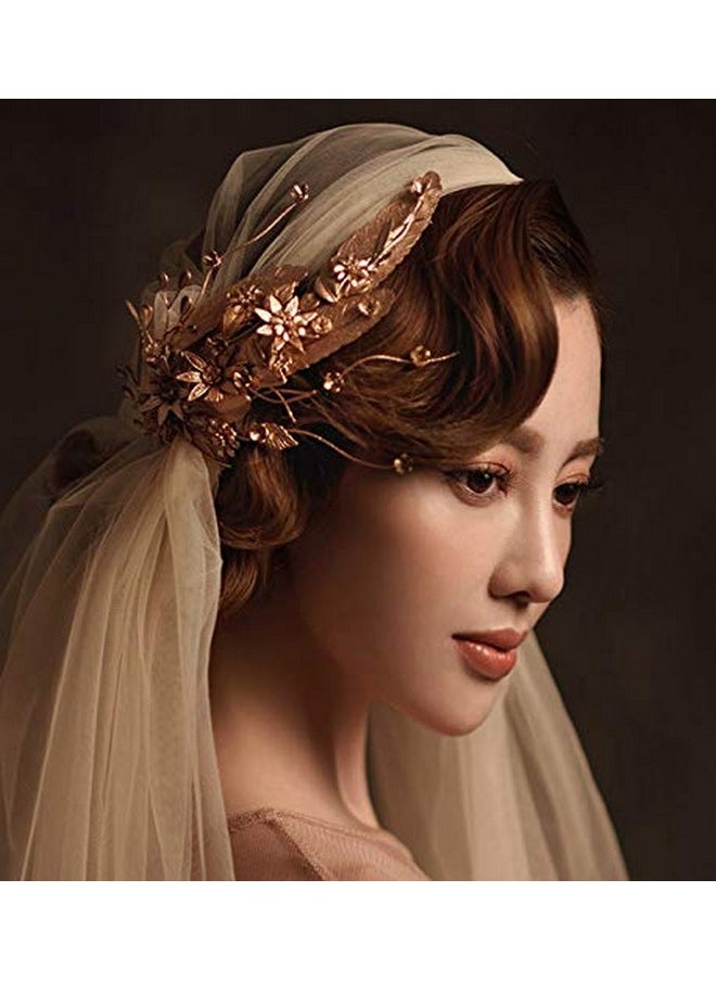 Suoirblss Metal Leaf Feather Hair Accessories Wedding Girl Women Hairpin Hair Claw Clip Jaw Clips Duckbill Clip  - Image 4