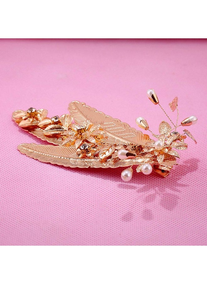 Suoirblss Metal Leaf Feather Hair Accessories Wedding Girl Women Hairpin Hair Claw Clip Jaw Clips Duckbill Clip  - Image 5