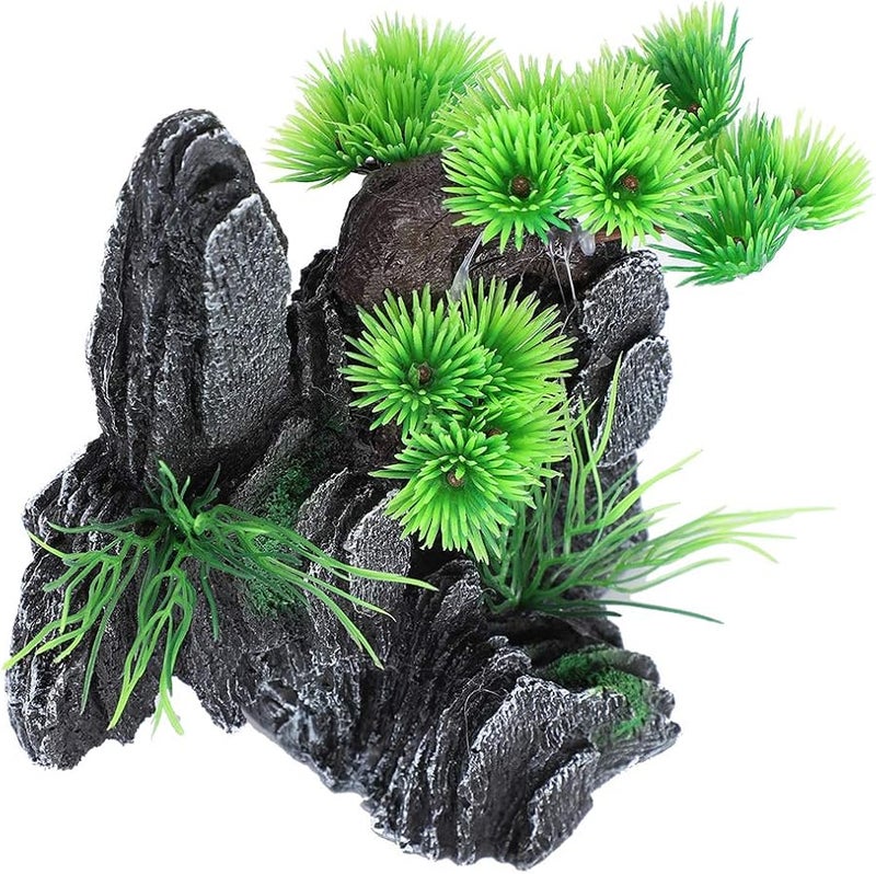 Resin Aquarium Mountain Stone Ornament with Small Plants Safe Durable Fish Tank Decoration - Image 5