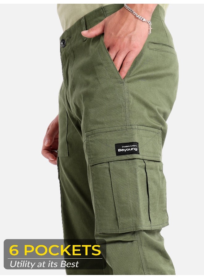 Beyoung Sage green Cargo Pants for Men  - Image 5