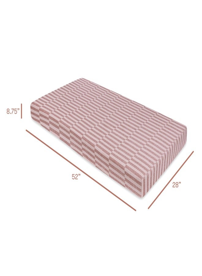 Babyletto 100% Organic Cotton Crib Sheet, GOTS-Certified, Fitted 360°, Ultra-Soft and Breathable Muslin - Maroon Offset Stripe - Image 3