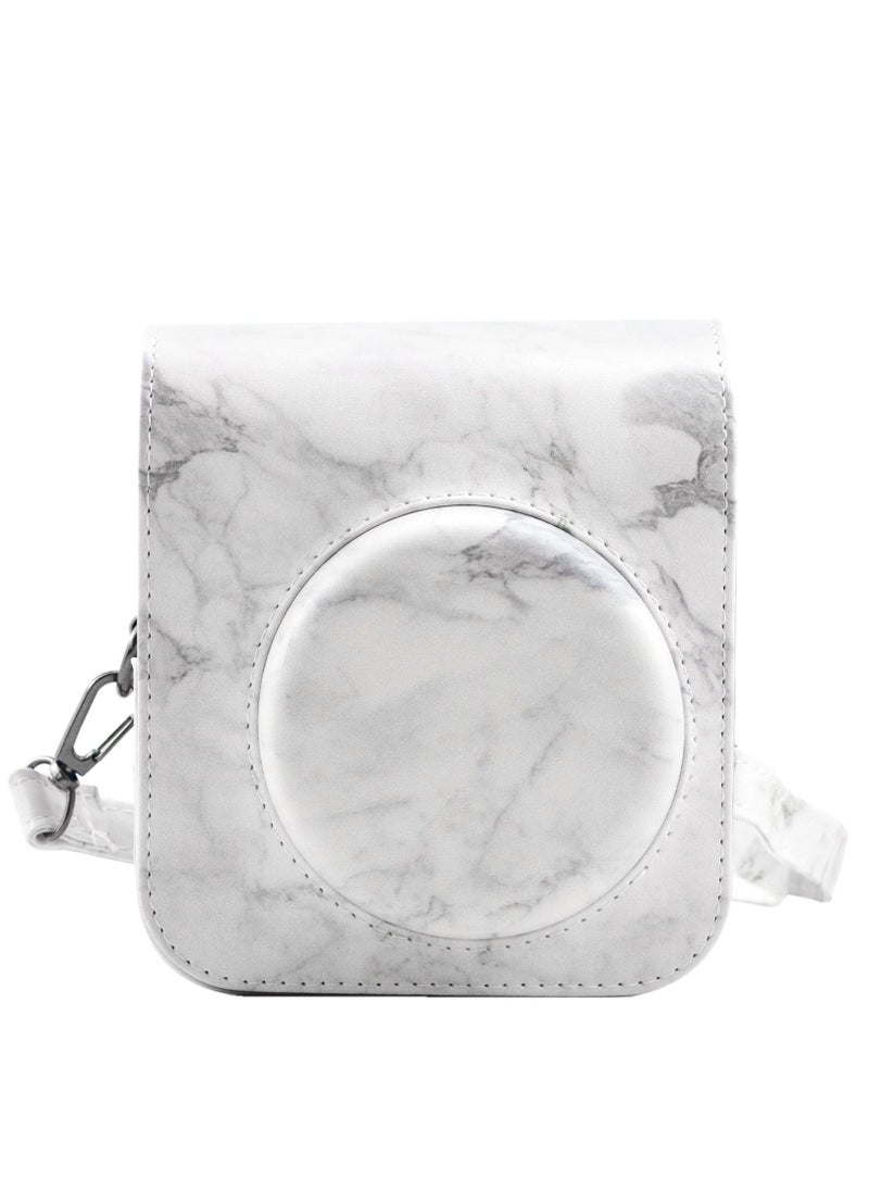 Generic PU Leather Camera Case Compatible with Instax Mini 12 Instant Camera with Adjustable Strap and Pocket Marbling Storage Bag  - Image 1