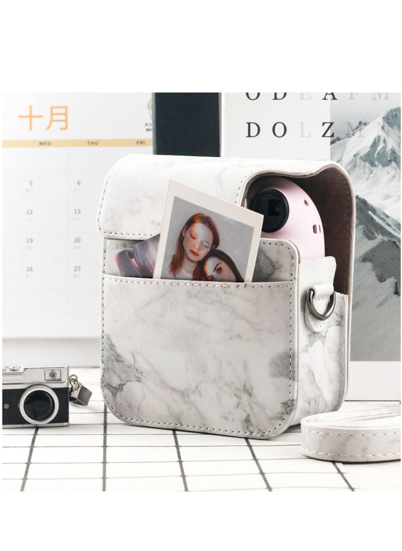 Generic PU Leather Camera Case Compatible with Instax Mini 12 Instant Camera with Adjustable Strap and Pocket Marbling Storage Bag  - Image 3