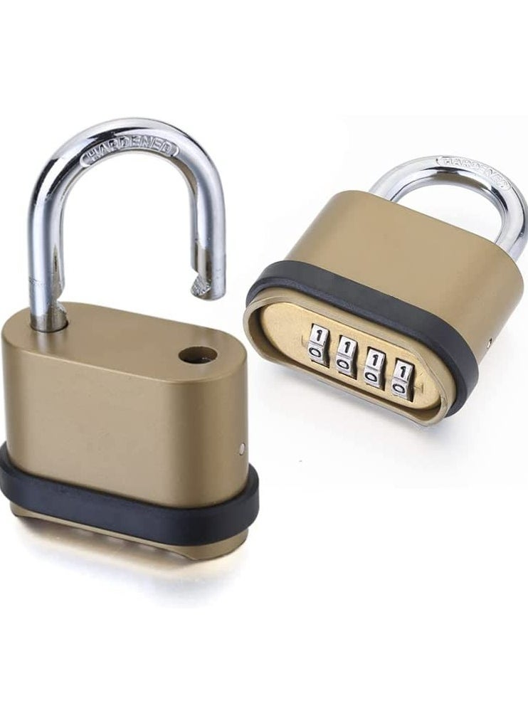 Generic - Heavy Duty 4 Digit Combination Lock, Keyless Outdoor Security Padlock with Long Shackle, Ideal for Sheds, Lockers, Gyms, and Gates, Durable Brass Finish - Image 1