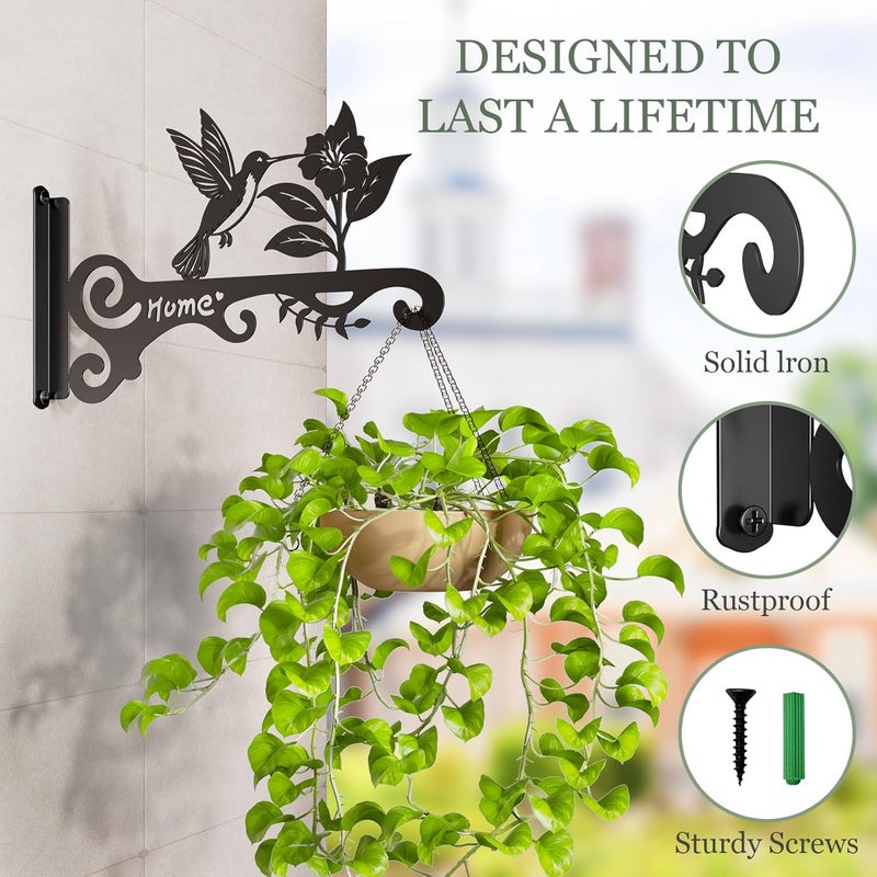 BBTFAA Metal Plant Hooks (2-Pack) - Decorative Wall Hangers with Bird Design for Indoor & Outdoor Use - Hanging Brackets for Plants, Flower Baskets, Bird Feeders, Lanterns - Patio, Garden, Home Decor - Image 4