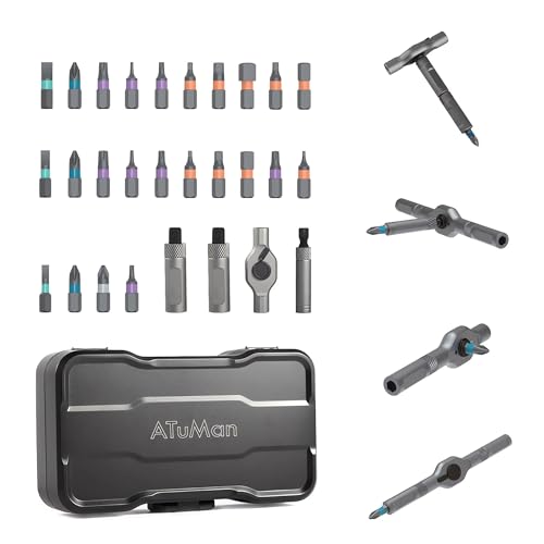ATuMan 24 in 1 Ratchet Screwdriver Set with Detachable Handle, S2 Alloy Steel Precision Bits, Magnetic Ratcheting Screwdriver with Case for Bicycle, Computer, Electronics Repair, Ideal for Home, DIY - Image 1