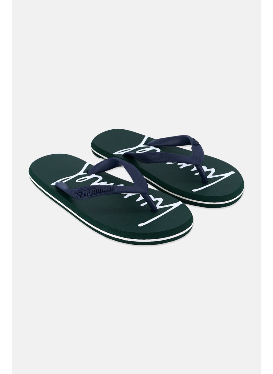 Hummel Kids Boy Brand Logo Flip Flop Slippers, Green  - Image 1