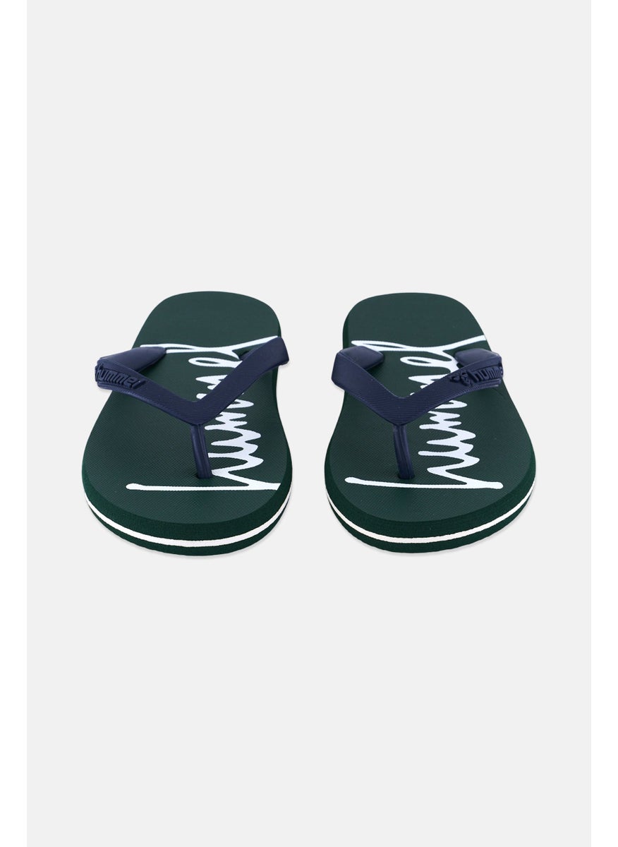 Hummel Kids Boy Brand Logo Flip Flop Slippers, Green  - Image 4