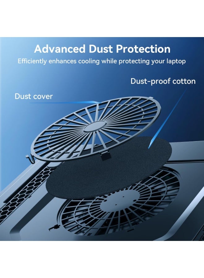 كيلا قاعدة تبريد لأجهزة الكمبيوتر المحمولة المخصصة للألعاب بإضاءة RGB، مزودة بمروحتين توربينيتين، لتبريد سريع لأجهزة الكمبيوتر المحمولة من 15.6 إلى 19.3 بوصة، مع تحكم متغير في السرعة، و6 ارتفاعات قابلة للتعديل A5 - Image 3