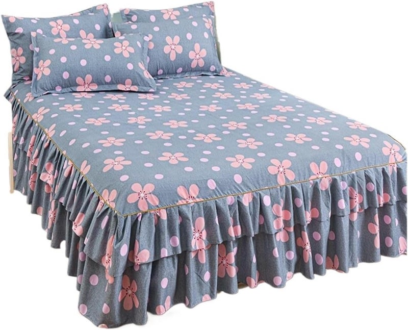 Bed Skirt Bed Skirt Soft Cover Single/Queen/King Size Linen Home Mattress Protector Falda De Cama No Pillowcase for Bedroom(Color-07,200x220x40cm 1pc) - Image 1