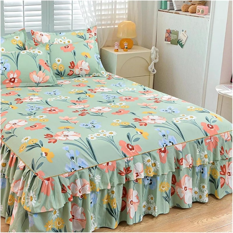 Bed Skirt Bed Skirt Soft Cover Single/Queen/King Size Linen Home Mattress Protector Falda De Cama No Pillowcase for Bedroom(Color-07,200x220x40cm 1pc) - Image 2