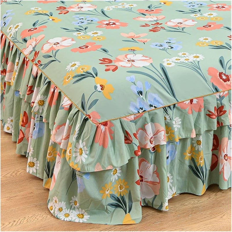 Bed Skirt Bed Skirt Soft Cover Single/Queen/King Size Linen Home Mattress Protector Falda De Cama No Pillowcase for Bedroom(Color-07,200x220x40cm 1pc) - Image 4