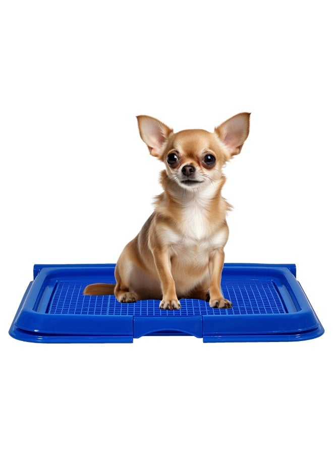أن ان سي بيتس صينية قعادة للكلاب بتصميم مانع للتسرب، تصميم شبكي، وقاعدة مضادة للانزلاق، حامل بلاستيكي متين لسجادة التبول للحيوانات الأليفة للجراء والكلاب الصغيرة، مناسب للاستخدام الداخلي/الخارجي، سهل التنظيف، 49 سم - Image 1