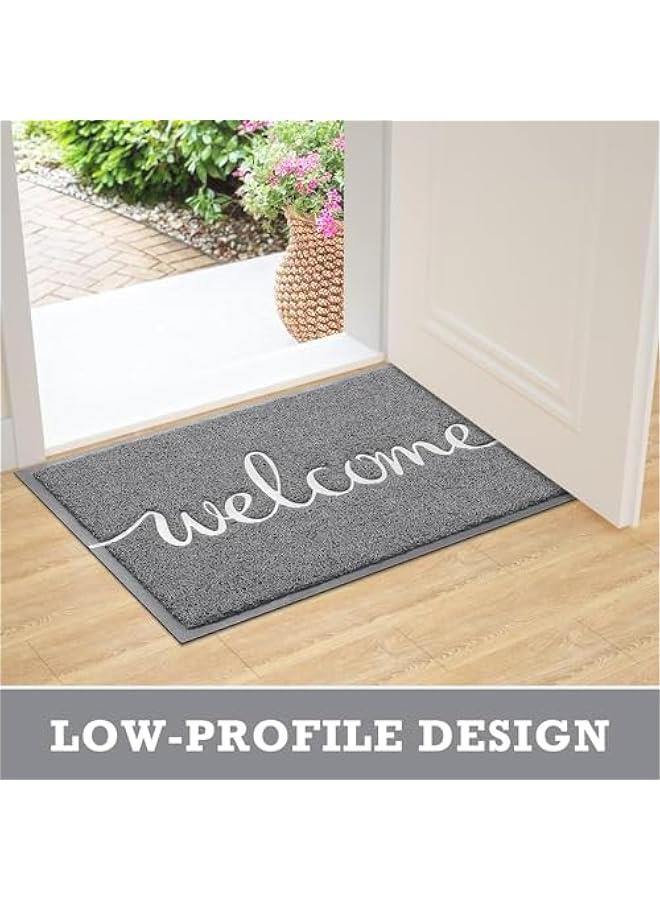TRASSLE Door Mat Hello Mats Outdoor Indoor Non-Slip Doormat for Entryway Low-Profile Floor Mat for Yard, Garage, High Traffic Areas  - Image 5