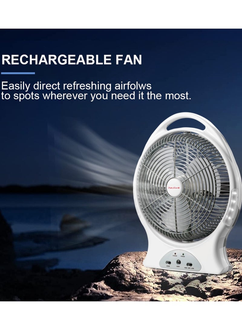 Stargold Rechargeable Fan 12 Inch AC/DC Oscillating Fan 22W With 8Pcs Super Bright LED Light - Image 5