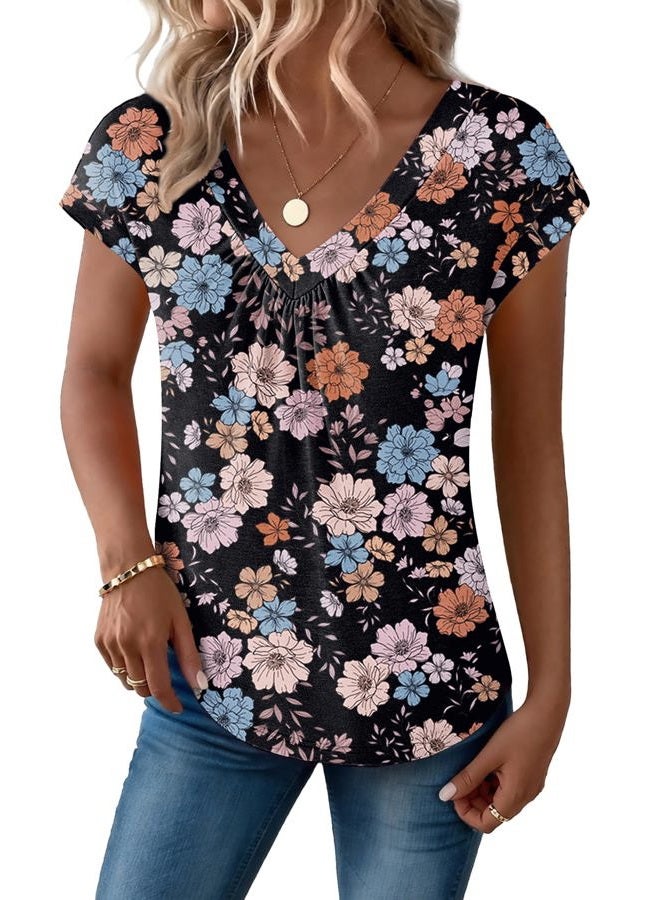 zeagoo Womens Tops Short Sleeve V Neck Shirts Summer Dressy Casual Business Clothes Work Blouses Fashion Clothing Outfits - Image 4