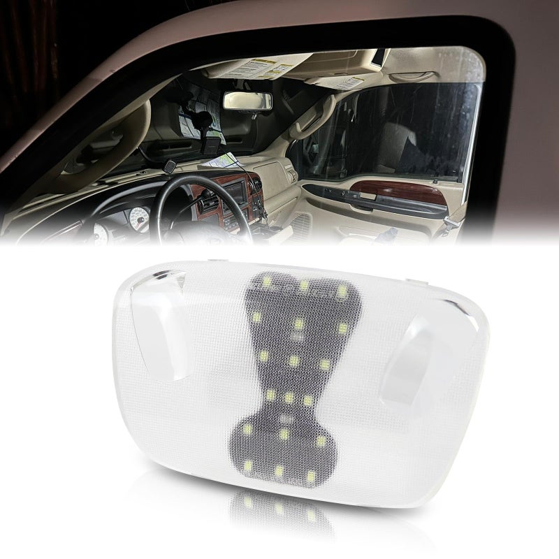 FetonAuto Interior Dome Light Cover Len With LED PCB for 19992007 Ford F250 F350 F450 F550 Excursion Overhead Map Reading Lamp Assembly for F150 Expedition Mustang Taurus 6000K White