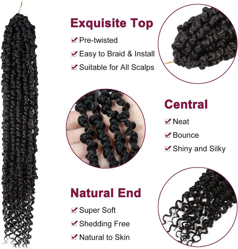 NAYOO Passion Twist Hair - 8 Packs 20 Inch Passion Twist Crochet Hair For Women, Crochet Pretwisted Curly Hair Passion Twists Synthetic Braiding Hair Extensions (20 Inch 8 Packs, 1B) - Image 3