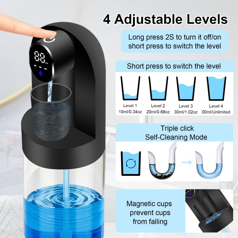 OHIFAST Automatic Mouthwash Dispenser for Bathroom, 20.29 oz Touchless Smart Wall-Mounted Mouth Wash Dispensers, 4 Magnetic Cups, 4 Dispensing Modes, Hands-Free Bathroom Accessories for Home Kids Family-Black - Image 3