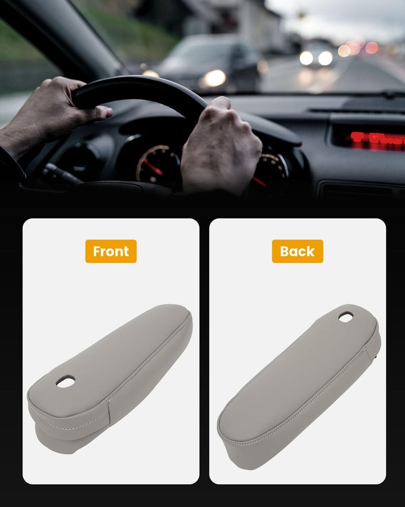 ROADFAR Leather Seat Armrest Cover Left & Right Fit for Toyota Sienna 2011 2012 2013 2014 2015 2016 2017 Gray Leather Part Only - Image 4