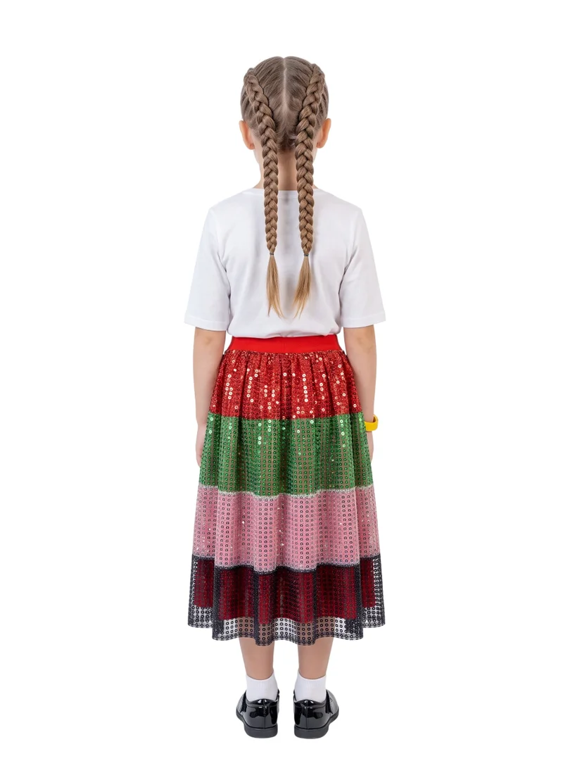دىدانيالا Sparkling UAE Flag-Inspired Skirt