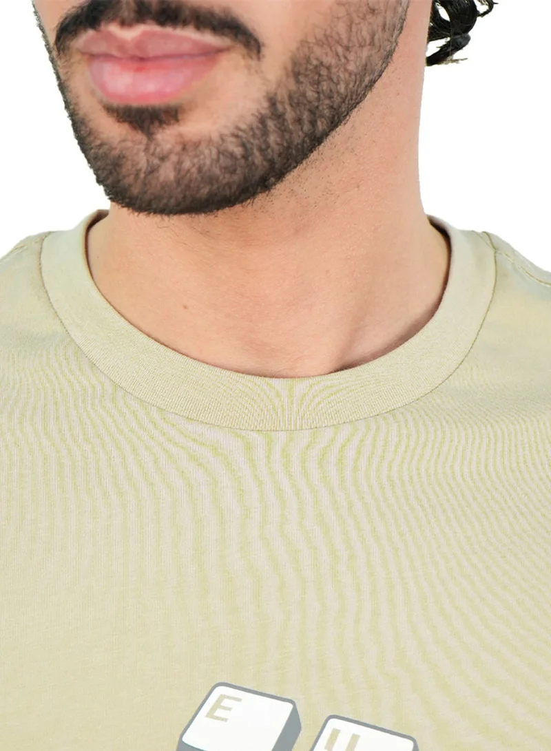 GIORDANO  Men’s Slim Cotton Crew Neck Message Print Tee for Men | Best Price UAE