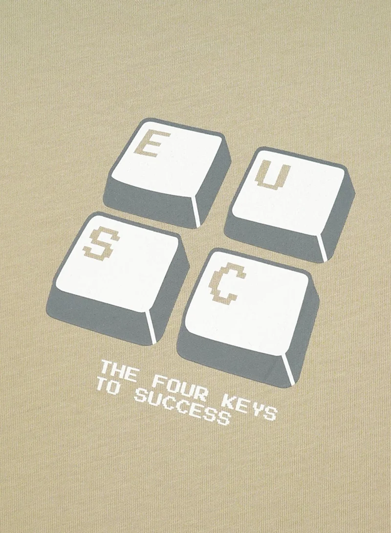 GIORDANO  Men’s Slim Cotton Crew Neck Message Print Tee for Men | Best Price UAE