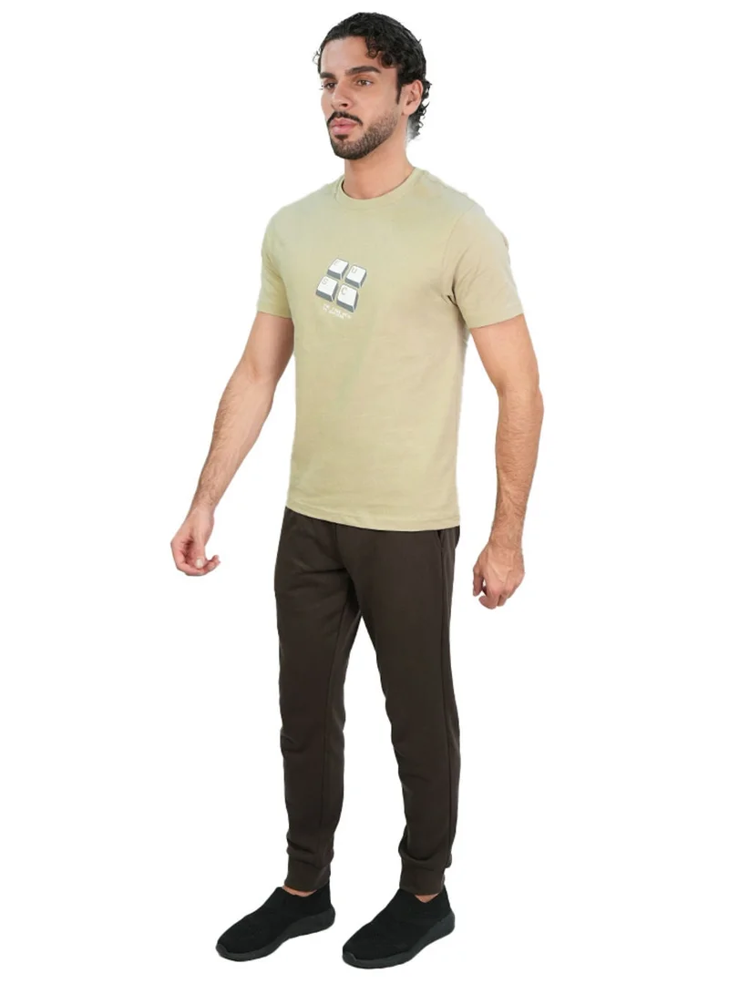 GIORDANO  Men’s Slim Cotton Crew Neck Message Print Tee for Men | Best Price UAE