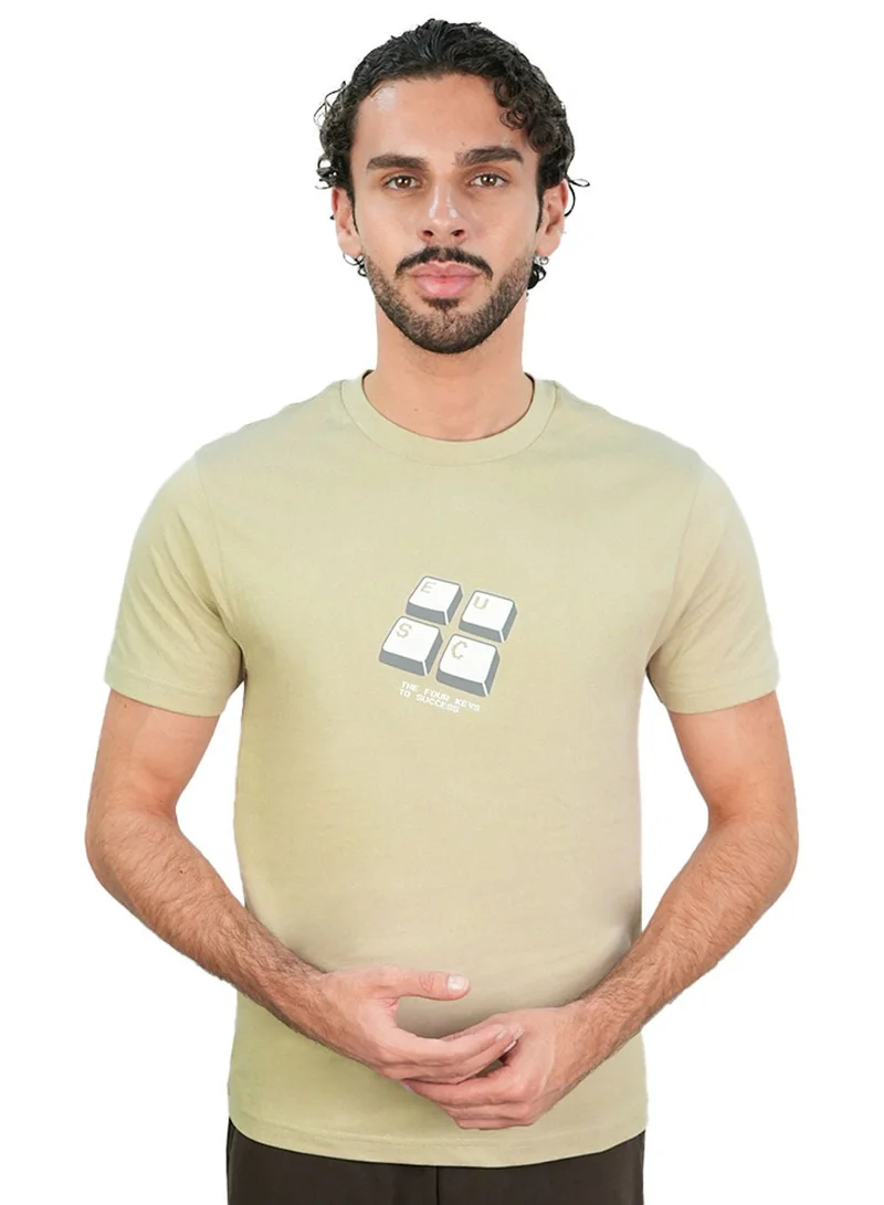 Men’s Slim Cotton Crew Neck Message Print Tee