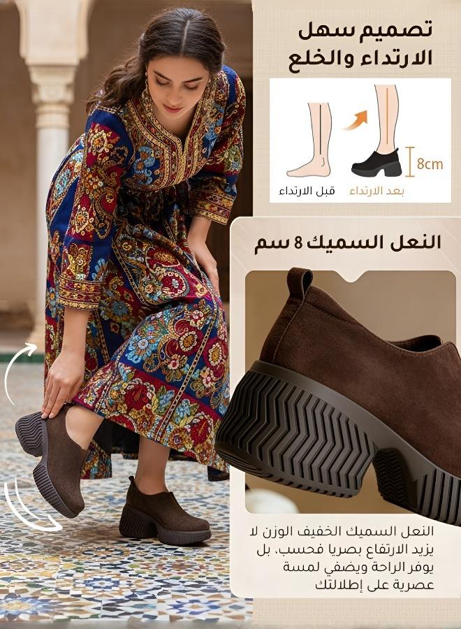 Handmade Casual Matte Shoes with Thick Sole, 8cm Visual Height Increase - Image 3