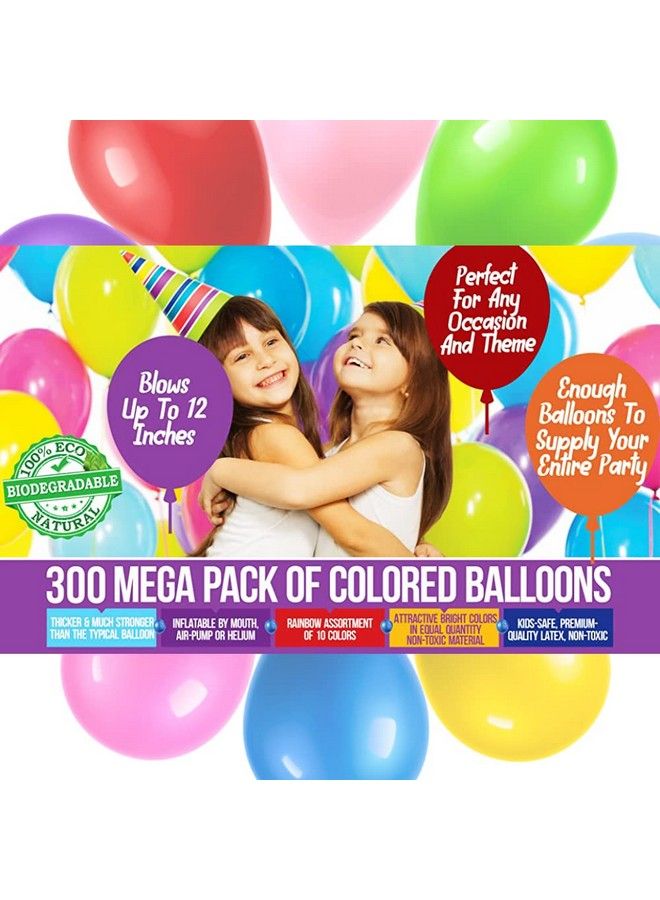Prextex 300 Party Balloons 12 Inch 10 Assorted Rainbow Colors Bulk Pack Of Strong Latex Balloons For Party Decorations Birthday Parties Supplies Or Arch Decor Helium Quality - Image 3