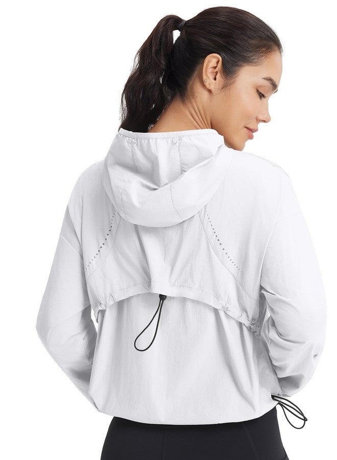 baleaf Women's Sun Jackets Packable Long Sleeve Lightweight Crop Windbreak UV Shirt UPF 50+ Zip Up Sun Hoodie Athletic Hiking White M - Image 1