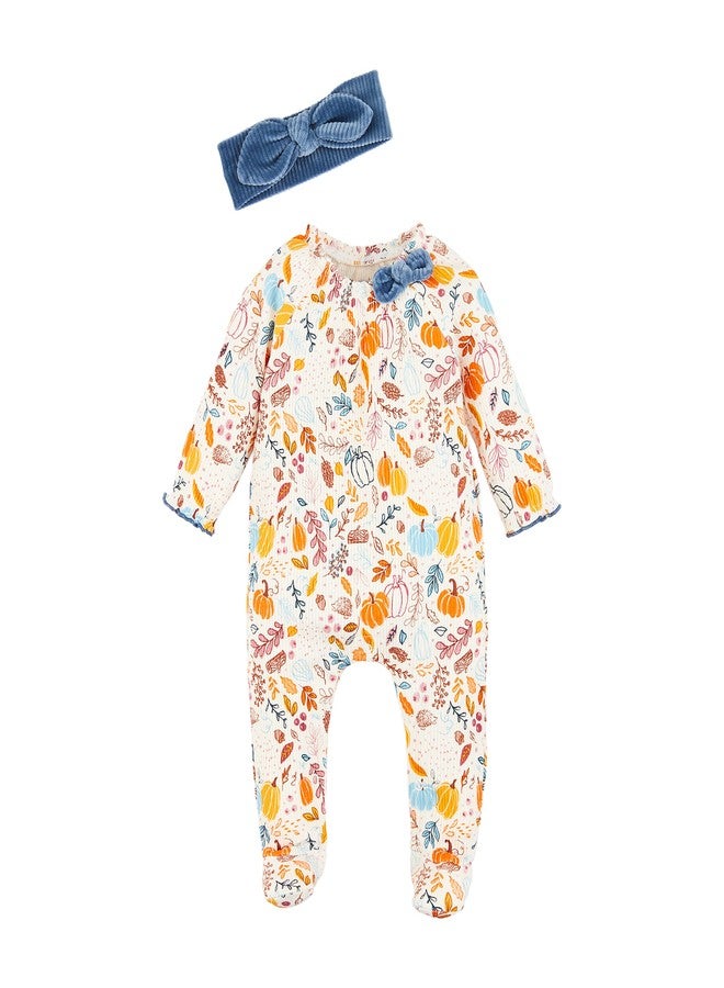 Mud Pie Baby Girl Sleeper, Pumpkin Floral