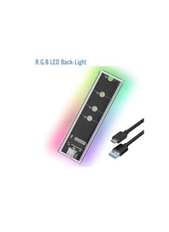 Generic M.2 SSD NVMe to USB-C 3.1 Gen 2 External Transparent Case Tool-Free with RGB LED Lights for 2230 2240 2280 M2 Drives 10Gbps Data Transfer  - Image 2