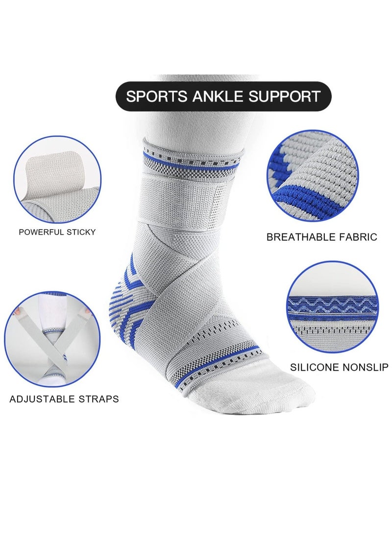 Y&D Ankle Brace Compression Sleeve (2 PACK), Adjustable Support for Men & Women, Breathable w/Ankle Strap Sprained Ankle, Swelling Relief Pain, Plantar Fasciitis (S-(1Pair))  - Image 3