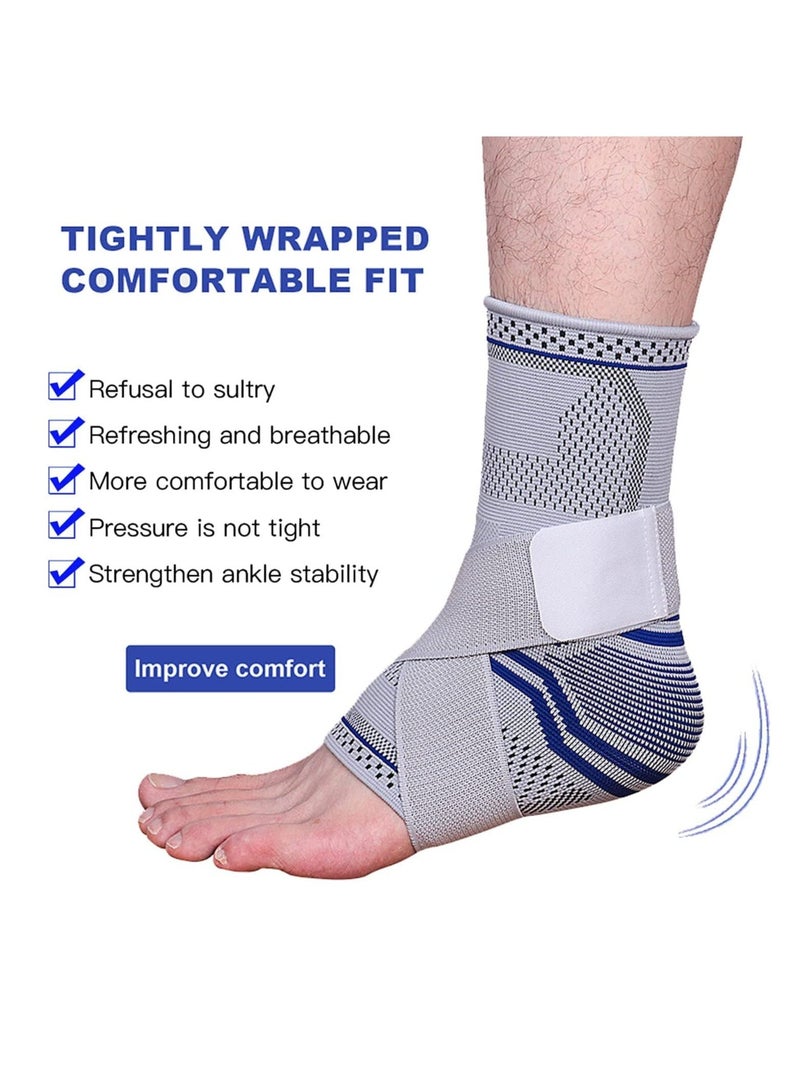 Y&D Ankle Brace Compression Sleeve (2 PACK), Adjustable Support for Men & Women, Breathable w/Ankle Strap Sprained Ankle, Swelling Relief Pain, Plantar Fasciitis (S-(1Pair))  - Image 2