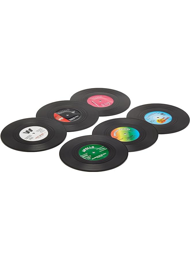 Zaboon مجموعة من 6 حاملات أكواب من الفينيل مضحكة متعددة الألوان - Image 1