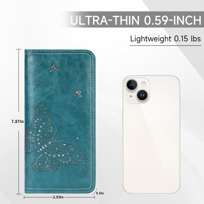 KITEVIUN RFID Wallet Women Ultra Slim Thin Womens Wallet Compact Clutch Long Ladies Wallet for Women PEACOCK-BLUE - Image 2