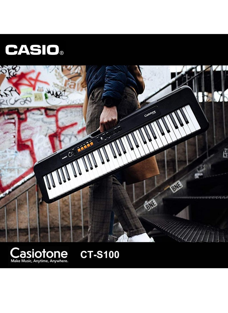 كاسيو - لوحة مفاتيح موسيقية بيانو CT-S100 مع محول طاقة - 122 نغمة 61 ايقاع 61 مفتاح - Image 1