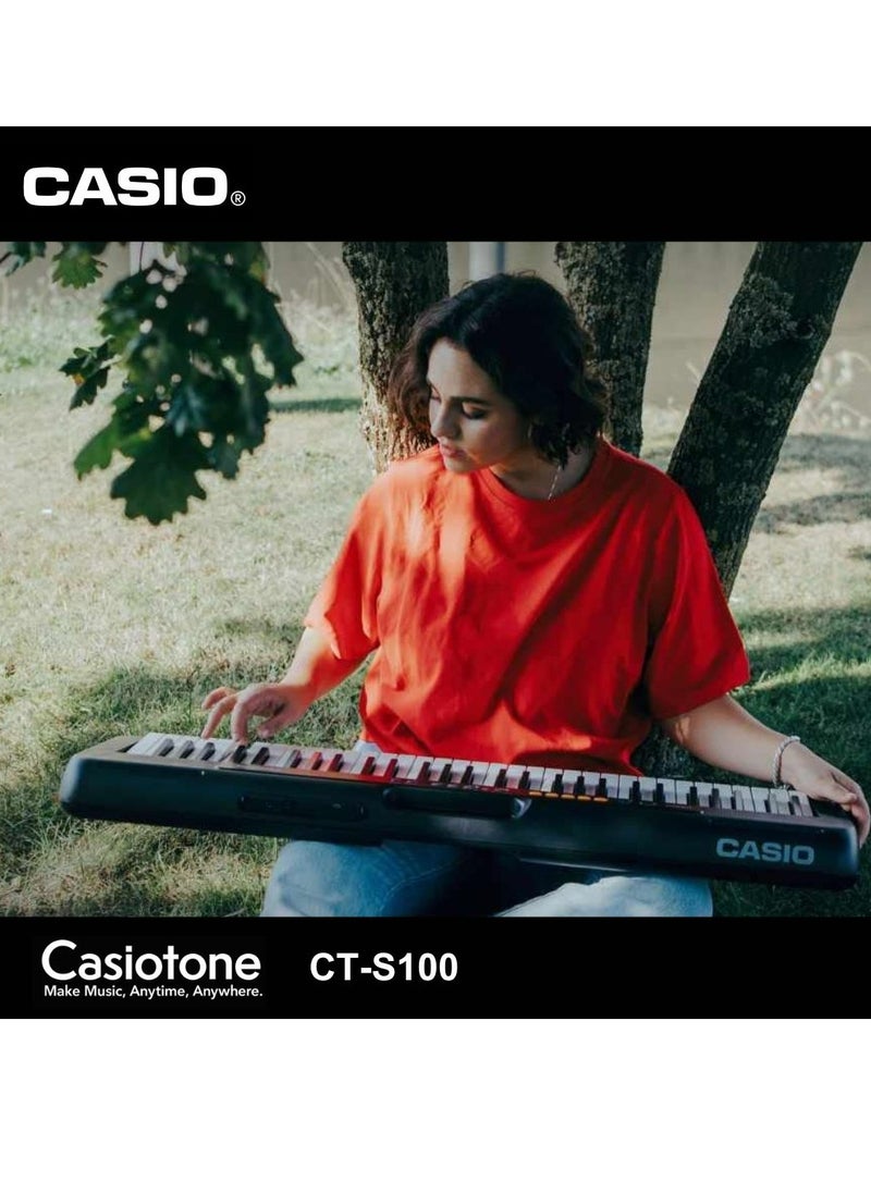 كاسيو - لوحة مفاتيح موسيقية بيانو CT-S100 مع محول طاقة - 122 نغمة 61 ايقاع 61 مفتاح - Image 1
