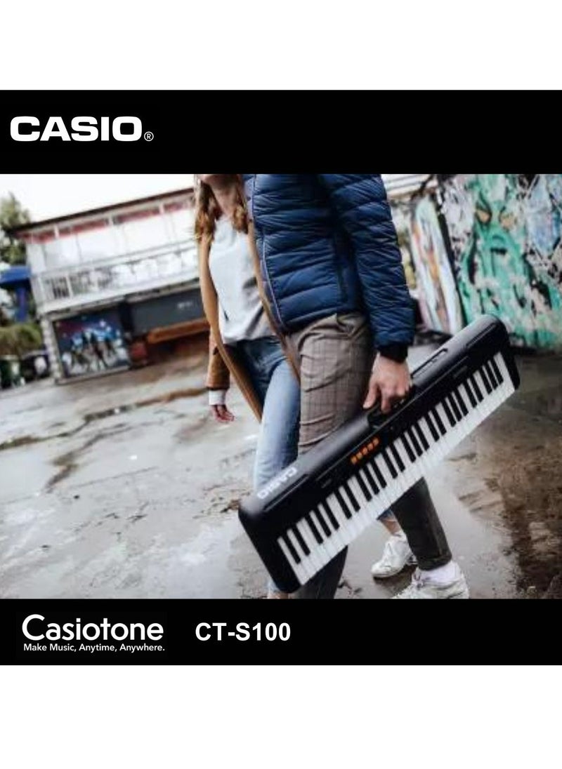 كاسيو - لوحة مفاتيح موسيقية بيانو CT-S100 مع محول طاقة - 122 نغمة 61 ايقاع 61 مفتاح - Image 1