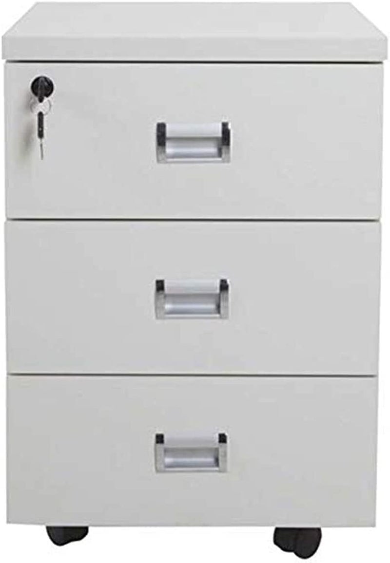 Mobile Drawer Unit 3 Drawers Rolling Casters Modern and Elegant Design Office Furniture with 3 Functional Drawers Melamine Coated Over MDF White - Image 1