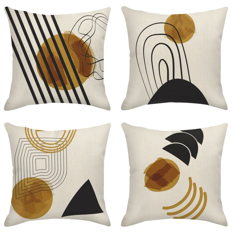 Sanwarm Throw Pillow Covers Home Decor Set of 4 Pillow Cases Decorative 18 x 18 Inches Outdoor Cushion Couch Sofa Pillowcases Arts Earth Natural Boho Contemporary