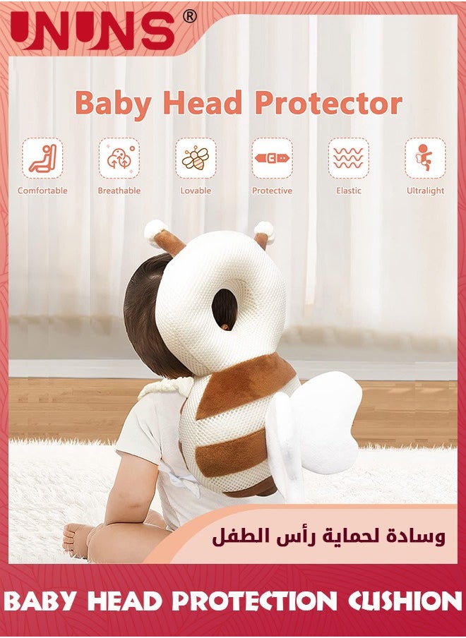 UNUNS Baby Head Protector,Baby Anti Falling Pillow Head Protector Cushion Toddler Backpack,Baby Safety Products For Baby Toddler Walker,Adjustable Infants Baby Back Protection For Crawling Walking,Bee  - Image 5