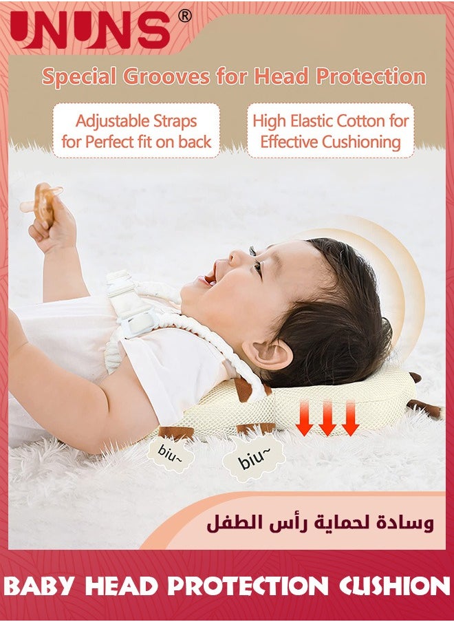 UNUNS Baby Head Protector,Baby Anti Falling Pillow Head Protector Cushion Toddler Backpack,Baby Safety Products For Baby Toddler Walker,Adjustable Infants Baby Back Protection For Crawling Walking,Bee  - Image 4