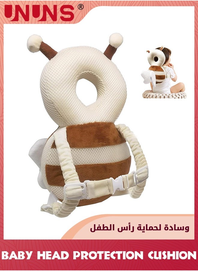 UNUNS Baby Head Protector,Baby Anti Falling Pillow Head Protector Cushion Toddler Backpack,Baby Safety Products For Baby Toddler Walker,Adjustable Infants Baby Back Protection For Crawling Walking,Bee  - Image 1